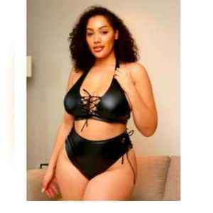 Faux Leather Lingerie Rave Festival Shorts Halter Set Size 4XL NWOT